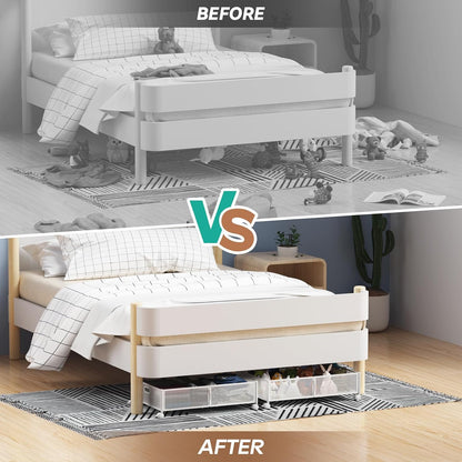Under Bed Storage, Under the Bed Storage Containers with Wheels, Under Bed Shoe Storage Organizer Drawer for Bedroom Clothes Shoes Blankets -2Pack