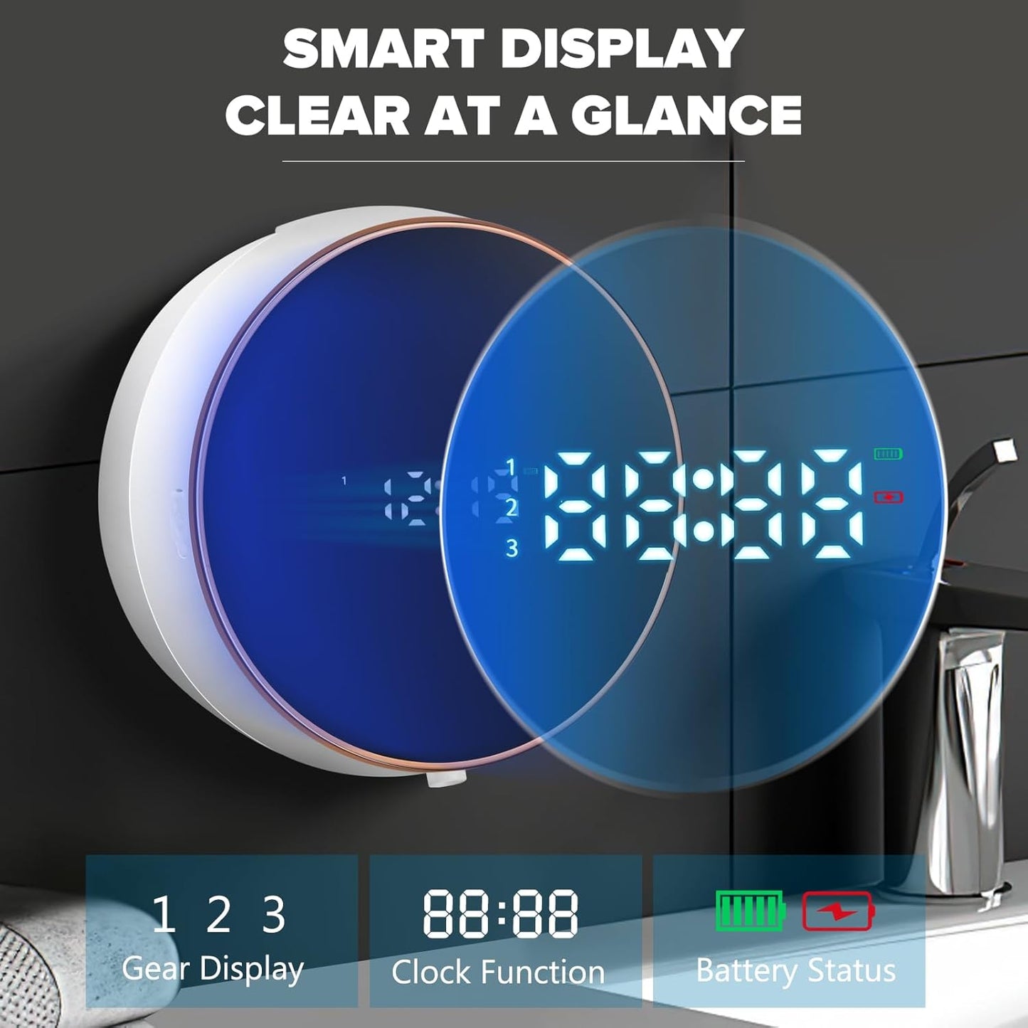Automatic Soap Dispenser Foam Bathroom: Wall Mount Rechargeable Touchless Adjustable Auto Smart Electric Plastic Black Foaming Soap Dispenser with Clock - Kitchen - Hand Dish Lotion Couple Kids