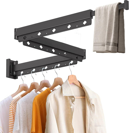 Wall Mounted Clothes Hanger Drying Folding Racks | Full 180° horizontal & vertical pivot