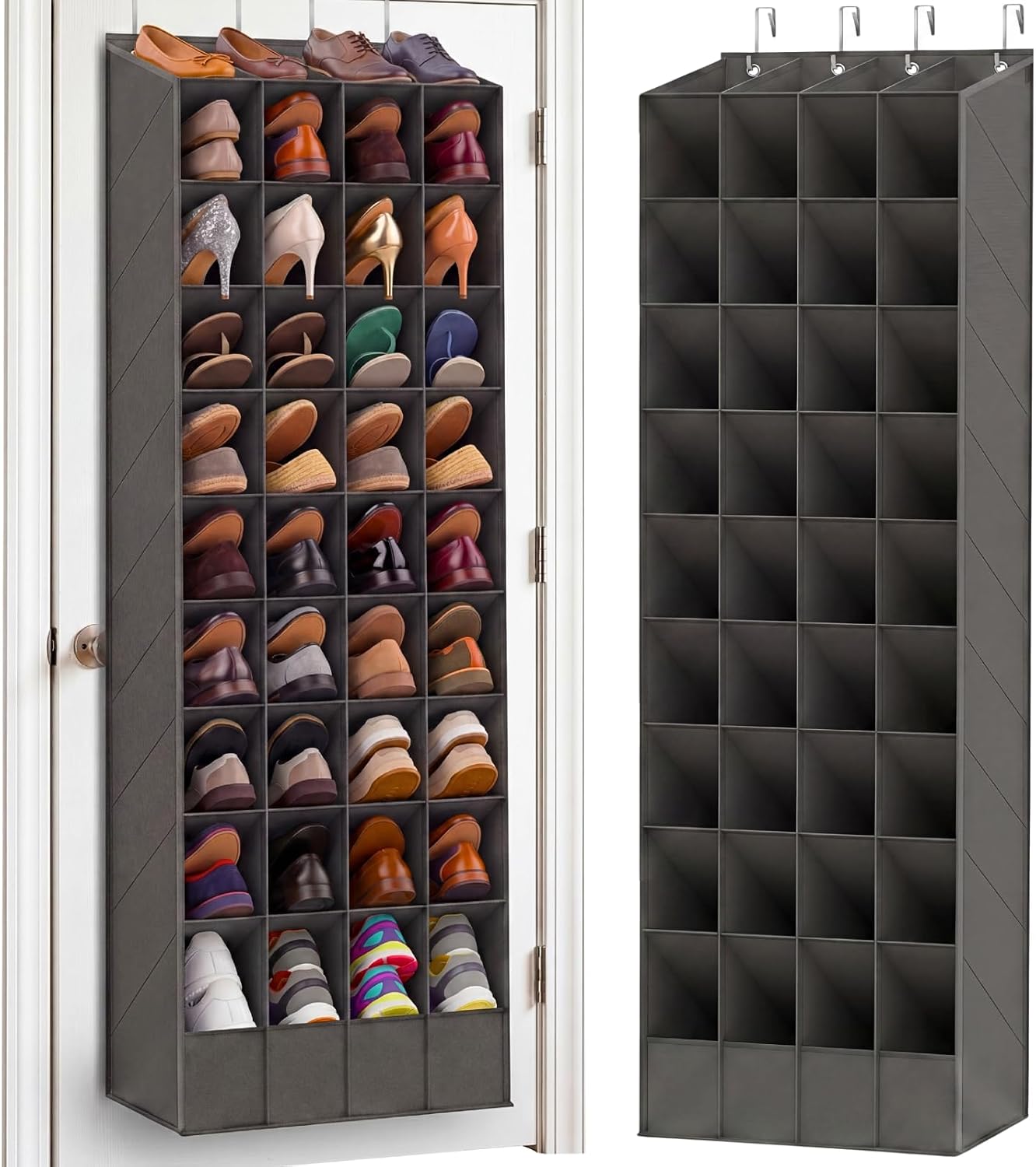 Ofiray-home 30-40 Pairs Over the Door Shoe Organizer | Large & Deep Pockets, Fits Boots, Sneakers or Larger Shoes, Space-Saving Hanging Shoe Rack