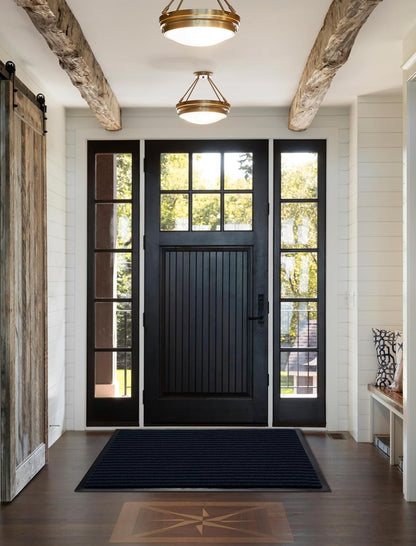 Yimobra Welcome Mat, Heavy Duty Sturdy Door Mats for Home Entrance Outdoor Indoor, Front Doormat for Outside Patio Floor Entry Porch Garage Office, Waterproof, Low Profile, 29.5x17, Black Grey