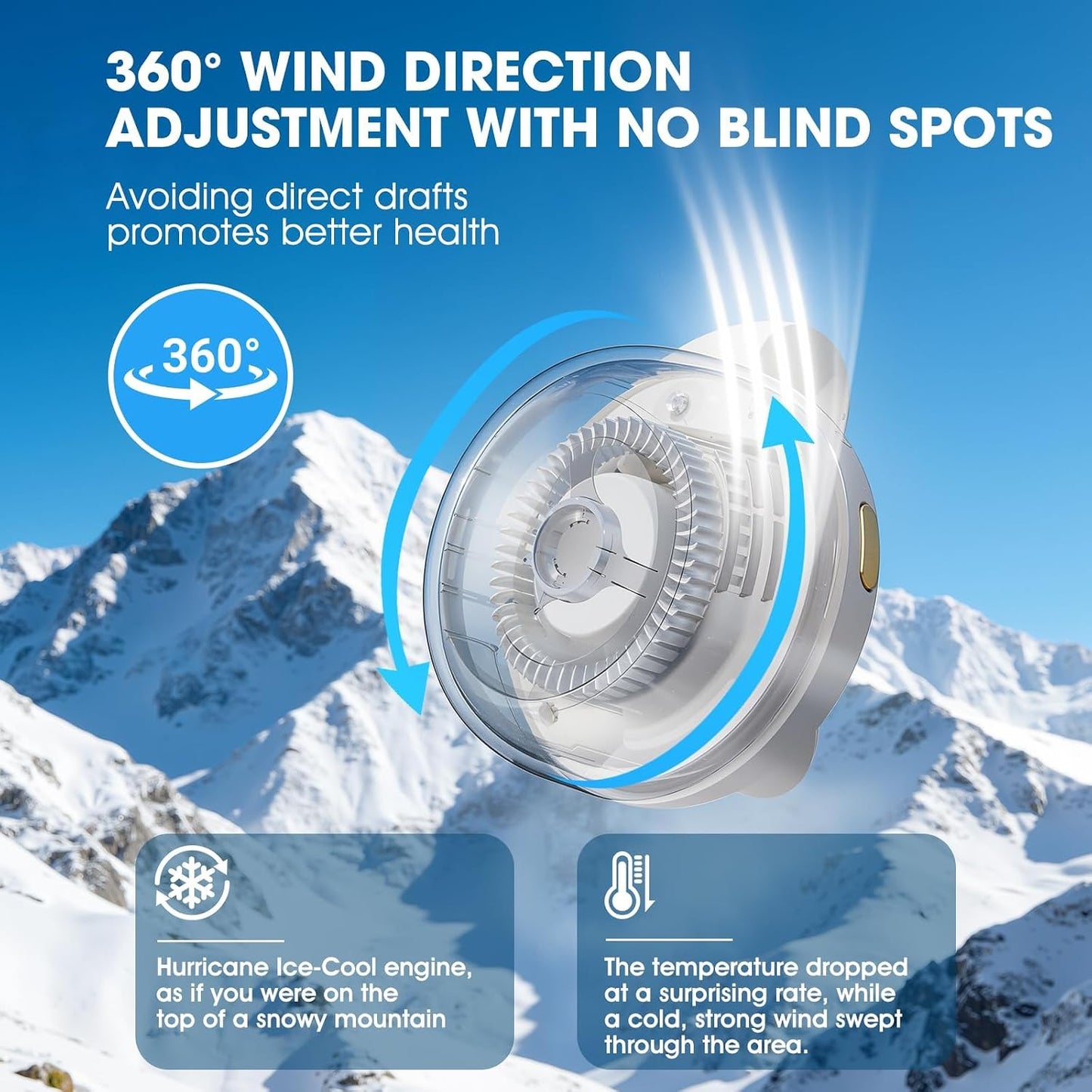 Small Clip Fan, Personal Waist Fans,Portable Silent Mini Bladeless Fan Clip On for Shirt ,Hands-Free Personal Clip Fans 3 Speeds,Clips on Waist Neck Fanes for Outdoor,Camping,Travel,Office (White)
