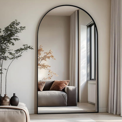 Prywot Arched Full Length Mirror, 70"x26" Free Standing Floor Mirror, Modern Full Body Mirrors with Stand, Wall Mirrors with Aluminum Alloy Frame for Bedroom,Living Room, Gold