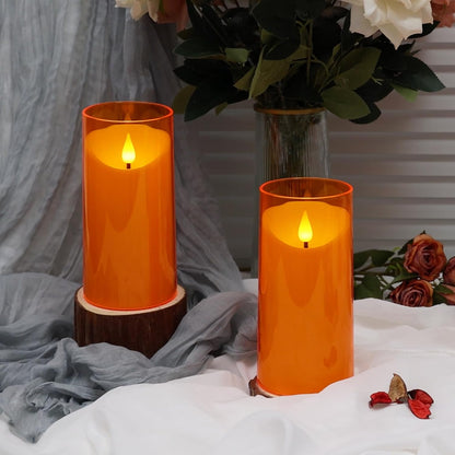 NURADA Flameless Candles with Remote Timer - Glass Real Wax 3D Wick LED Pillar Votive Candle Set Battery Operated Flickering Light for Home Christmas Decoration - White 3 Pack