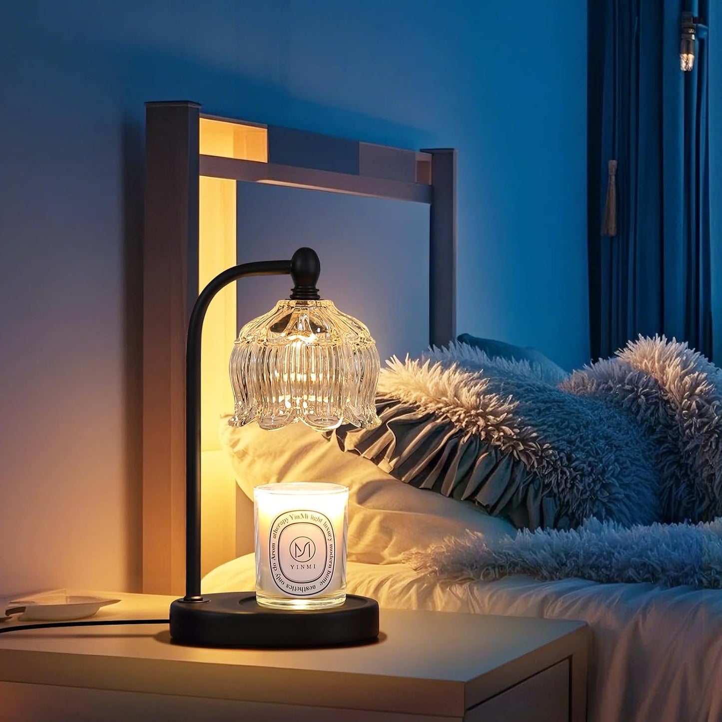 MEIXISUE Candle Warmer Lamp with Timer and Dimmer,Electric Gold Light Gifts for Women Melt Wax Warmer Lamp with 2 Bulbs for Candle Jars House Warming New Home Decor Bedroom