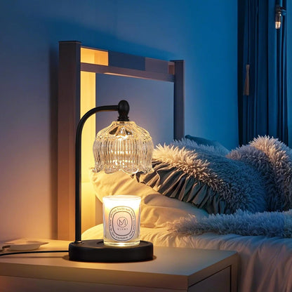 MEIXISUE Candle Warmer Lamp with Timer and Dimmer,Electric Gold Light Gifts for Women Melt Wax Warmer Lamp with 2 Bulbs for Candle Jars House Warming New Home Decor Bedroom