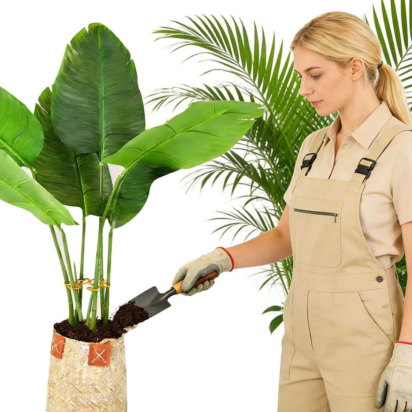 YAPROMO 4PCS Iron Monstera Plant Support - 4.1IN Plant Support Stakes for Indoor Plants, Plant Stakes and Supports, Ideal Plant stem Support for Turtle Shell Bamboo & Houseplants (A+B)