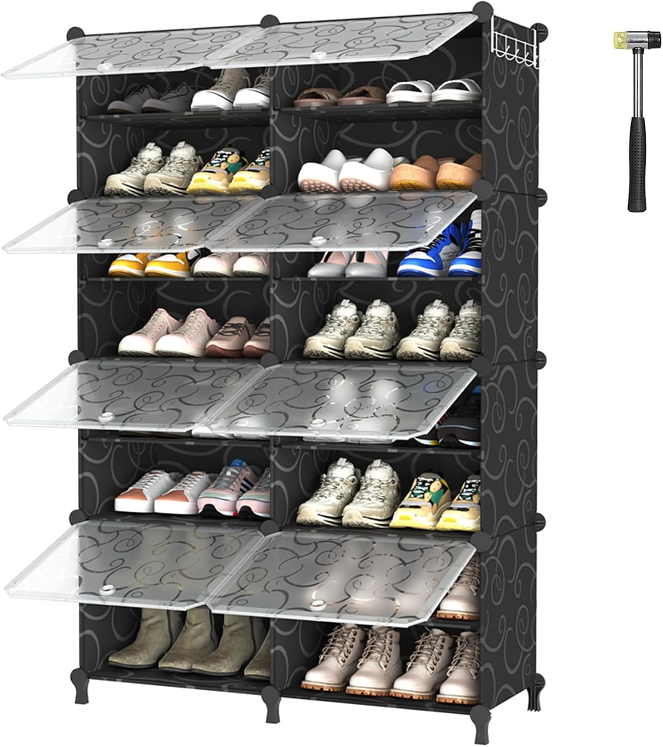 AWTATOS 8 Tiers Shoe Rack Organizer, 32 Pair Shoe Storage Cabinet, White | DIY Stackbale Plastic Shoe Organizer Shelves for Closet Entryway Hallway Bedroom