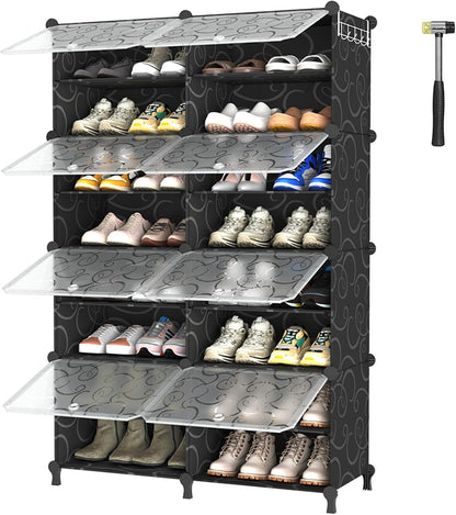 AWTATOS 8 Tiers Shoe Rack Organizer, 32 Pair Shoe Storage Cabinet, White | DIY Stackbale Plastic Shoe Organizer Shelves for Closet Entryway Hallway Bedroom