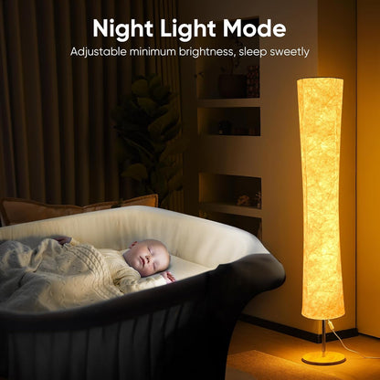 58 inch Simple Design Morden Soft Light Floor Lamp 3 Color Lighting Remote Control, LED lamp with Tyvek Fabric Shade,Brightness Adjustable for Living Room Bedroom Game Room