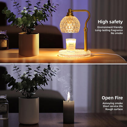 Candle Warmer Lamp with Timer & Dimmer, Glass Lamp Candle Warmer for Jar Candles, UPGRATED with 3 Bulbs, Height Adjustable Electric Wax Warmer for Elegant Home Decor (Crystal Clear)