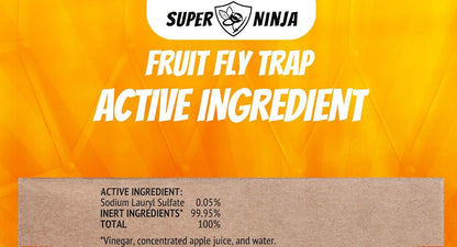 Super Ninja Fruit Fly Traps for Indoors - 4 Pack, Highly Effective Fruit Fly Catcher for Indoor Use for Home & Kitchen, Up to 3 Weeks of Performance per Bottle, Kid & Pet Friendly