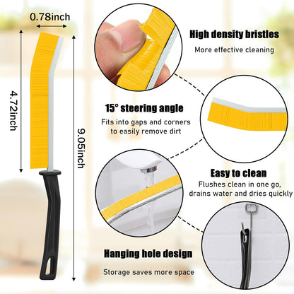 3 PCS Cleaning Gap Brush Set Narrow Crevice Scrub Brush with Stiff Bristles Handle Detail Cleaning Brushes for Home,White,Yellow,Red