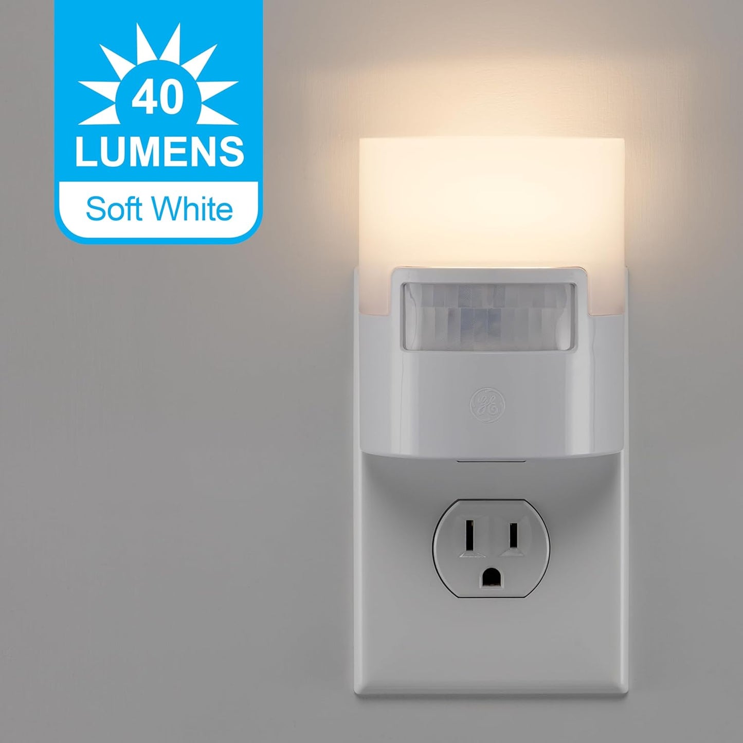 GE LED Motion Sensor Night Light, Plug into wall, 40 Lumens, Soft White, UL-Certified, Energy Efficient, Ideal Nightlight for Bedroom, Bathroom, Kitchen, Hallway, 26140, Bronze, 1 Pack