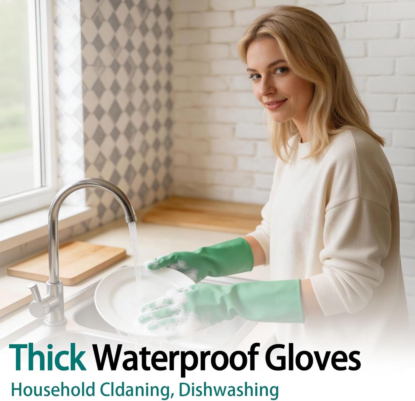 15 Mil Chemical Resistant Nitrile Gloves, Latex free Durable Cleaning Gloves, Resist Acid, Alkali, Solvent and Oil