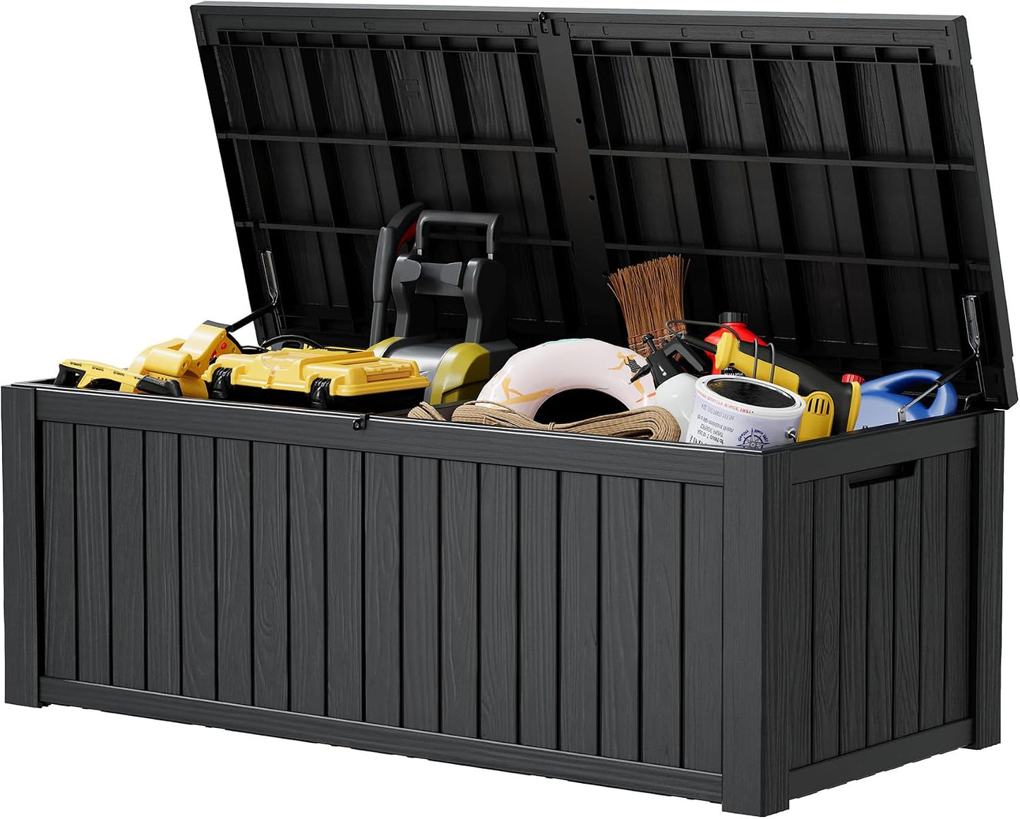 Outdoor Storage Deck Boxes Waterproof, Waterproof and UV Resistant Outdoor Storage Box Lockable Lid for Delivery Box, Indoor, Garden Tools, Pool Supplies, Patio (Black, 31 Gallon)