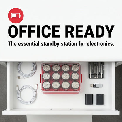 ALCYON Battery Organizer Storage Case, Battery Vault Box Container for 48pcs AA Batteries, Plastic Clear Protective Battery Holder for Travelling/Home/Office (Black, Large)