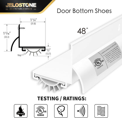 48'' L-Shaped Door Bottom Shoes with Rain Drip(Dark Bronze Anodized) - Fire Rated - Heavy Duty Aluminum with Flex-V Vinyl Seal Insert, Weatherproof & Soundproof for Exterior Doors, JS-210DV