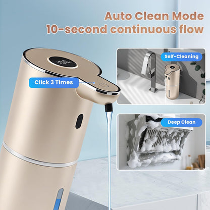 Automatic Soap Dispenser, Touchless Liquid Soap Dispensers, USB Rechargeable, 6-Level Adjustable Volume Control, 12.8oz/380ml, Wall Mount for Kitchen, Bathroom, Free Stickers (Gold)