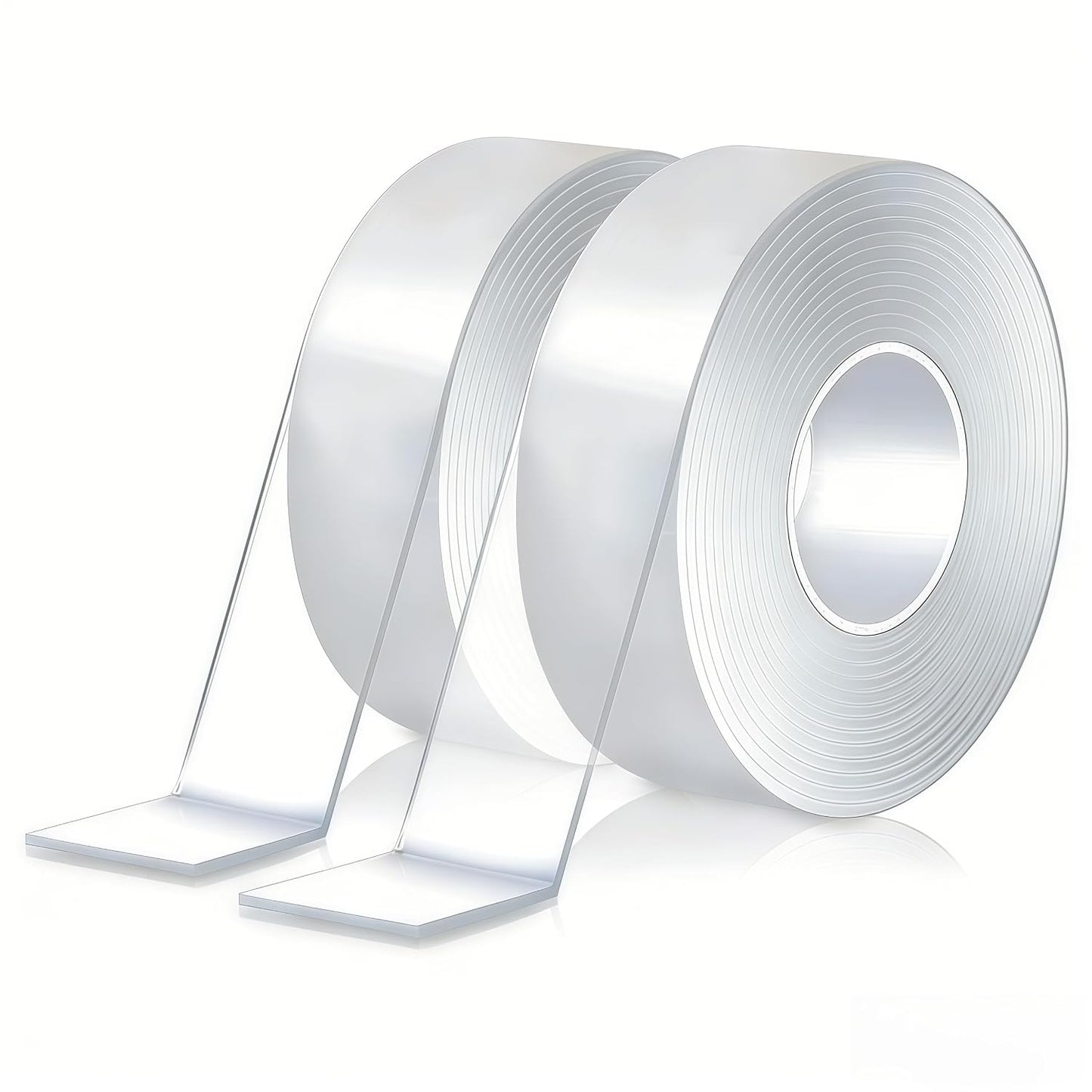 Nano Double Sided Tape Heavy Duty Strong Adhesive, 2 Rolls (0.8in×9.85ft & 1.2in×9.85ft), Removable Reusable Clear Mounting Tape for Wall, Carpet & Picture Hanging