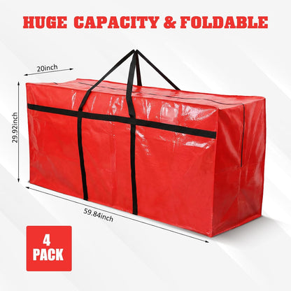 Windyun 4 Pack 57 Gallon Extra Large Moving Bags XXL Heavy Duty Storage Bag with Strong Zipper Handle Jumbo Big Tote Box Foldable for College Dorm Travel Clothes Duffle Blanket Pillow(Red)