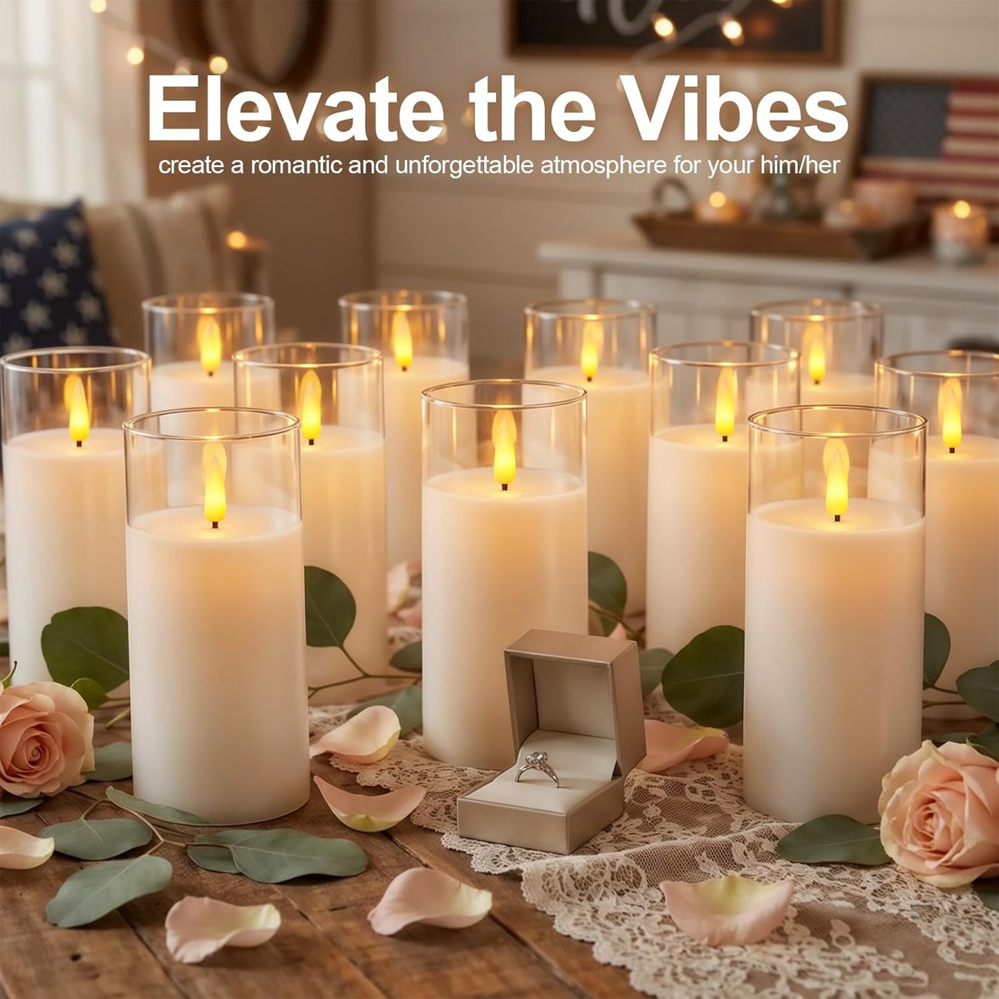 5plots Glass Battery Operated White Flameless Candles with Remote Timer, 3D Wick Real Wax Pillar Led Candles Warm Flickering Light for Indoor Home, Halloween, Christmas Decor, Set of 3, D3 x H4 5" 6"