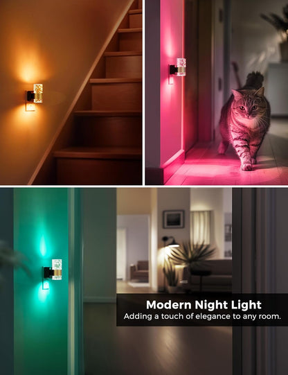 L LOHAS LED Night Light,Dimmable Night Lights Plug into Wall, 2 Pack Acrylic Nightlight with 0-100 LM Adjustable Brightness, 3000K Plug in Night Light with Dusk to Dawn Sensor, for Bathroom Hallway