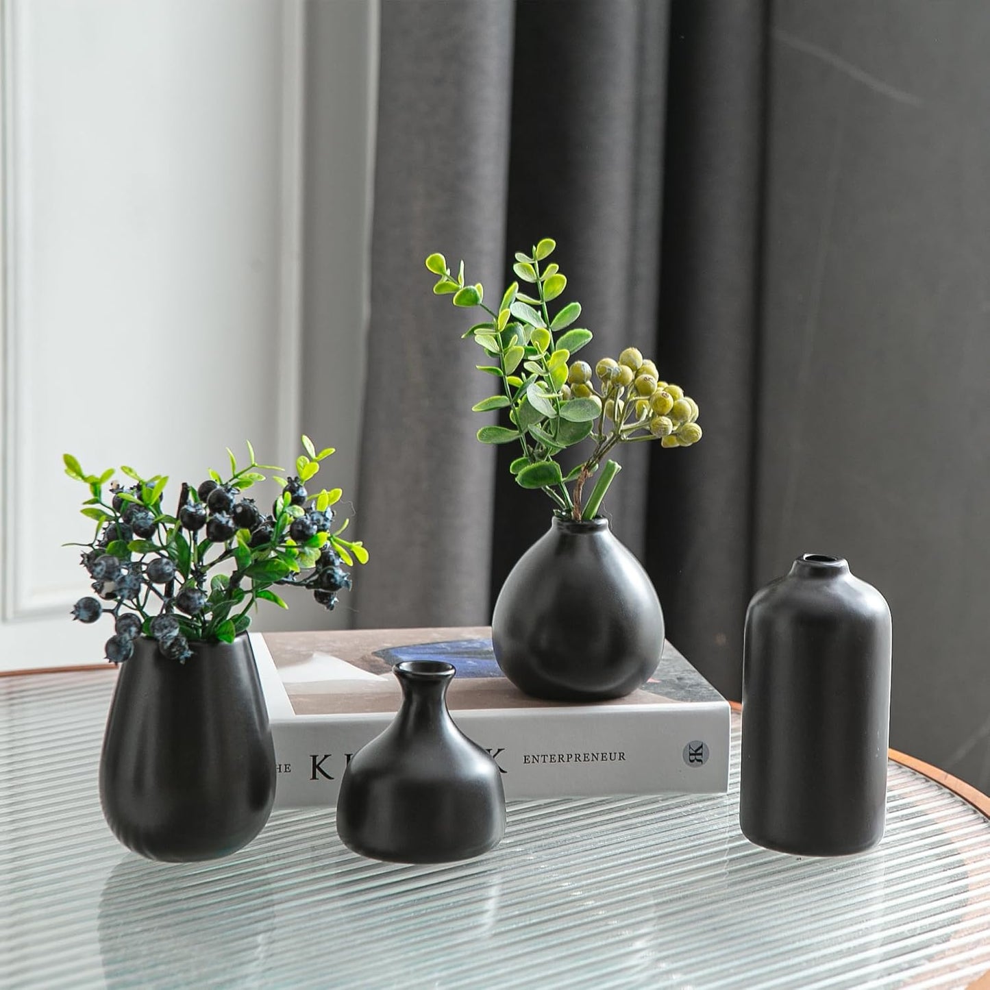JOJUNO White Bud Vases, Small Ceramic Vase Set of 11, Mini Pottery Vases for Flowers, Decorative Pieces for Home Modern Decor, Boho Decor, Chic Accents for Living Room Dining Table Shelves