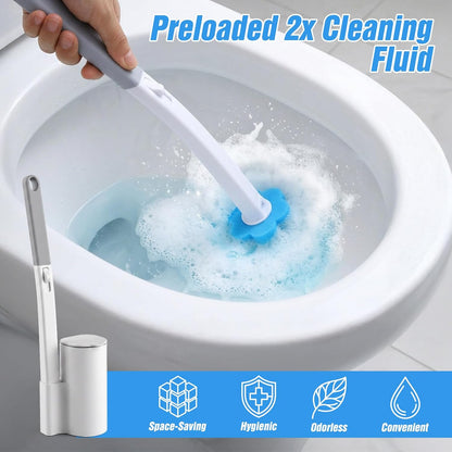 Disposable Toilet Brush and Holder Set 2 Pack Toilet Wand Kit with 60 Refills Wall Mounted Toilets Bowl Cleaner System for Bathroom Cleaning Sink Bathtub White Blue