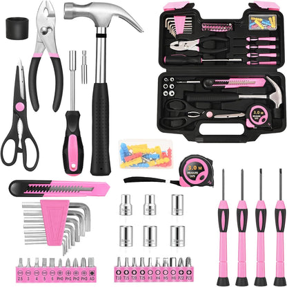 HANGYING 39-Piece Basic Household Tool Set with Toolbox Storage Case, Blue | Basic Home Tool Kit, Small Hand Tool Kit, General Home Repair, for Home Garage, Office, College Dormitory, Daily DIY Use