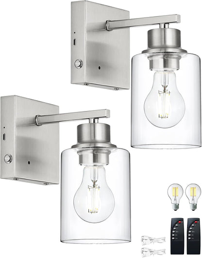 Battery Operated Wall Sconce Set of 2, Black Rechargeable Wall Lights with Timer Function, Easy Install Dimmable Wireless Wall Lamps Sconces Wall Decor for Living Room Bedroom Hallway, Emergency 3000K