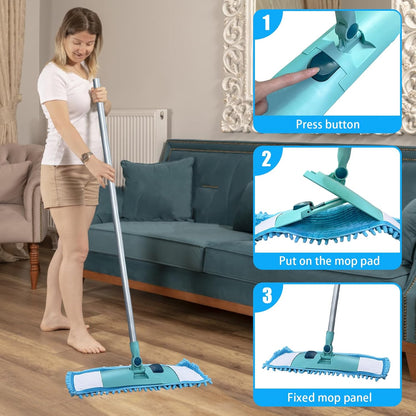 4PCS 16'' Microfiber Dust Mop Pads Compatible with Leifheit 55210,Reusable Mop Refills,Replacent Wet Mopping Pad & Washable Dry Sweeping Cloths for Hardwood Floor/Tile/Marble Cleaning
