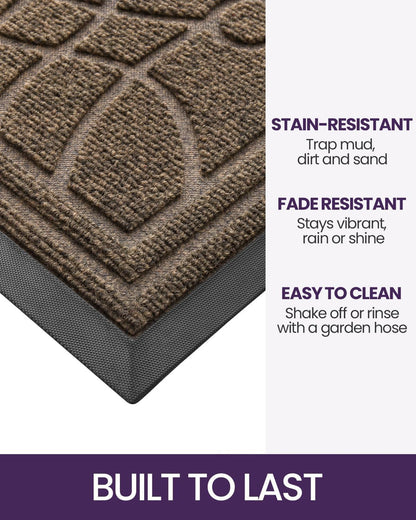 DEXI Front Door Mat Outside Entrance, Heavy Duty Non Slip Low Profile Doormat for Entryway, Trap Dirt and Moisture Welcome Mats, Easy Clean, Patio, Garage, 3x2, Blue