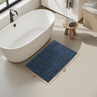 AMOAMI Bath Mat Non Slip Super Absorbent Quick Dry Bath Mats for Bathroom Floor Rubber Backing Washable Bathroom Rugs Modern Woven Jacquard Mat, Beside Tub Bath Rugs, 17" x 24", LightGrey