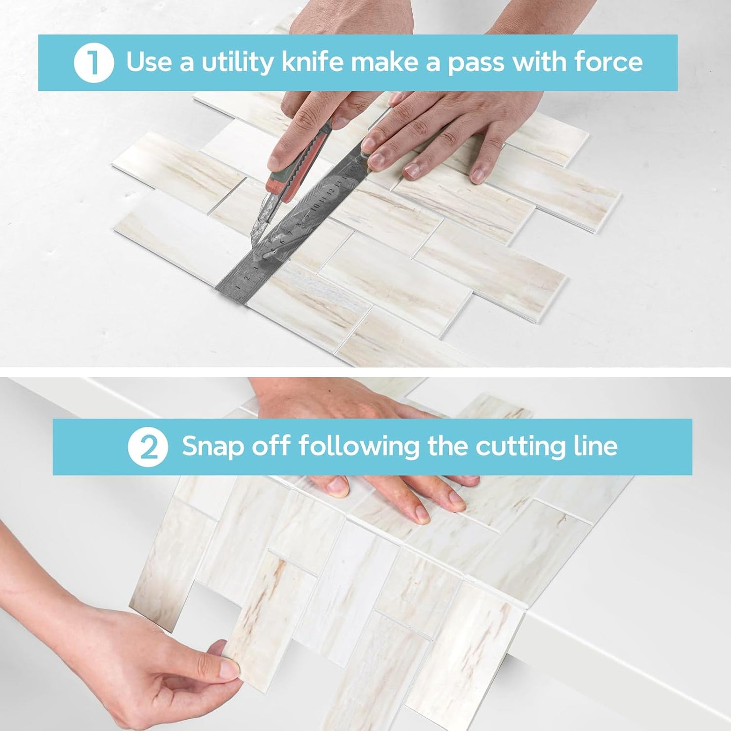 STICKGOO 10-Sheet Subway Tile Peel and Stick Backsplash, Seamless Design Polished Eurasia Beige Kitchen Backsplash Wall Tiles, Glossy Surface Waterproof Stick on Tile for Bathroom, RV, Fireplace
