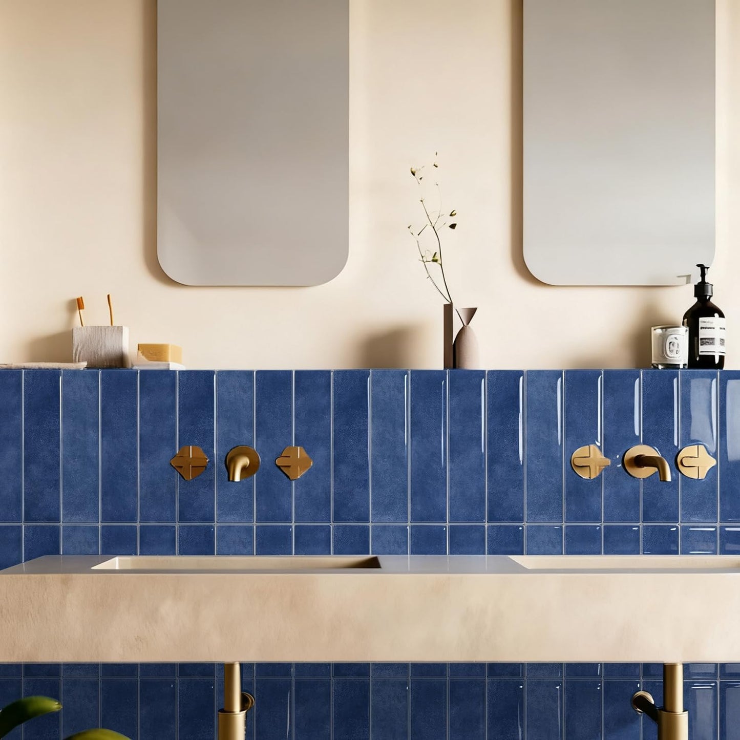 Alwayspon 10 Sheets 12x12inch Beige 3D Vinyl Backsplash Tiles, Self-Adhesive Peel and Stick Wall Tile Stickers Stick on Subway Tiles for Kitchen Bathroom Wall