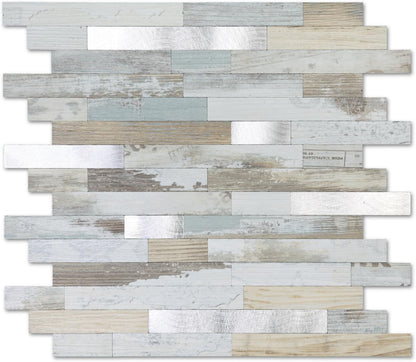 Yipscazo 2026 New Upgrade 11.34" X 11.57" Peel and Stick Backsplash, Stick on Backsplash Tiles for Kitchen, Bathroom, Fireplace (10 Sheets, Beige Rocks + Rose Gold)