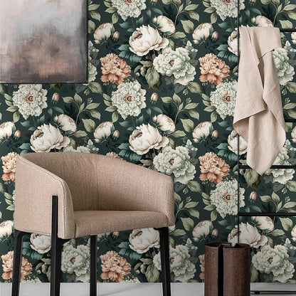18"x236" Boho Cream/Brown Daisy Flower Peel and Stick Self Adhesive Wallpaper Removable Contact Paper Stick on Easy Peel Off Wall Paper for Kitchen Bedroom Bathroom Renter