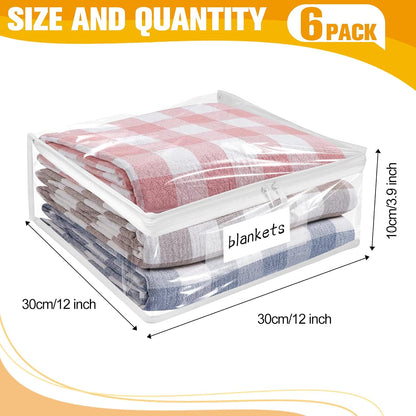 Plastic Storage Bags with Easy-Glide Zipper, Pack of 8, Durable Clear Vinyl Zippered Storage Bags for Clothes Sweaters Comforters Blankets Sheets Bedding (15.7 x 13.8 x 3.9 Inch, White)