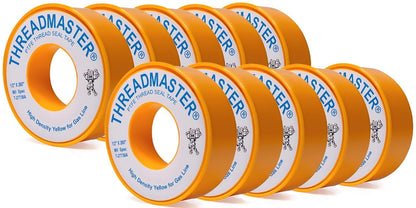 TAPEWELL Yellow Gas Teflon Tape, Pipe Thread Sealant, 260" Length 1/2" Width, for Propane, Natural Gas, & More, Pack of 2 (6)