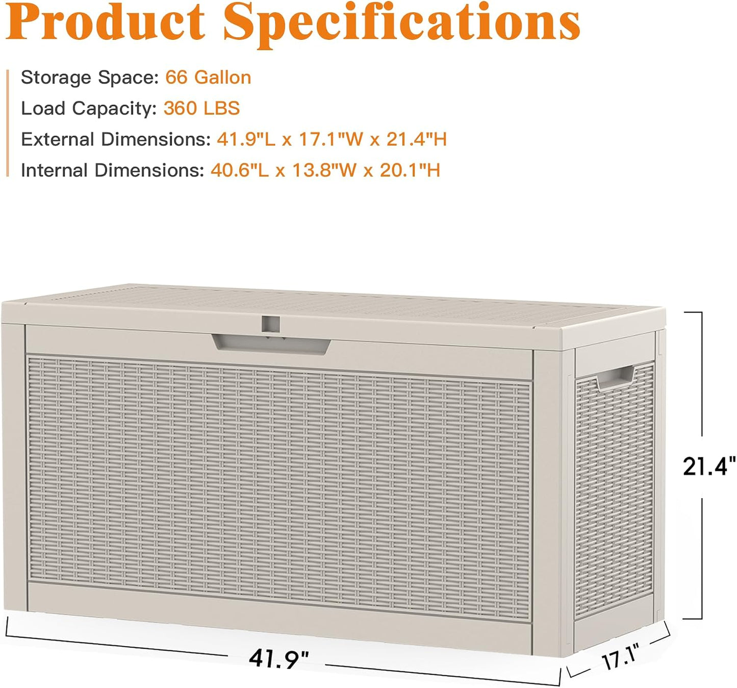 Outdoor Storage Box, 50 Gallon Waterproof Deck Storage Box, Lockable Patio Storage Bins for Package Delivery, Porch, Garden Tool, Cushions, Anti-Theft Weatherproof & UV-Resistant Parcel Drop Box