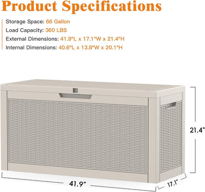 Outdoor Storage Box, 50 Gallon Waterproof Deck Storage Box, Lockable Patio Storage Bins for Package Delivery, Porch, Garden Tool, Cushions, Anti-Theft Weatherproof & UV-Resistant Parcel Drop Box