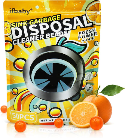 50 Count Garbage Disposal Cleaner and Deodorizer – Sink Odor Eliminator, New Powerful XL Sink Drain Freshener Pods | Dissolves Grease, Eliminates Odors, Lemon Zest Scent