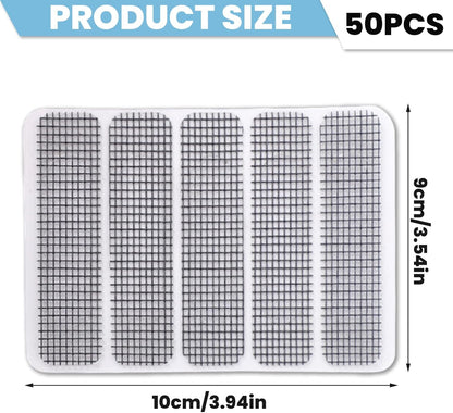 Screen Patch Repair Kit 250Pcs Waterproof Sticky Window Screen Tape Mesh for Door and Window Repair, Freely Cut Weep Hole Covers for Home