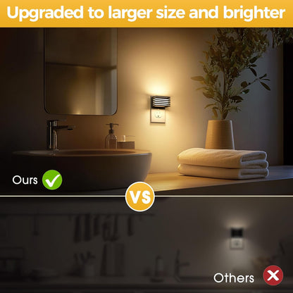 L LOHAS LED Motion Sensor Night Lights, [2 Pack] Dimmable Night Light Plug into Wall with Dusk-to-Dawn Sensor, Adjustable Brightness, 3000K Plug in Nightlight for Bedroom Bathroom Hallway (Black)