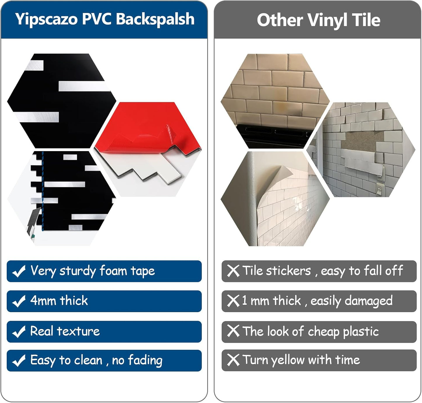 Yipscazo 2026 New Upgrade 11.34" X 11.57" Peel and Stick Backsplash, Stick on Backsplash Tiles for Kitchen, Bathroom, Fireplace (10 Sheets, Beige Rocks + Rose Gold)