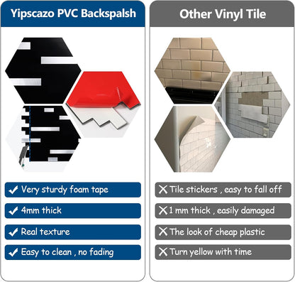 Yipscazo 2026 New Upgrade 11.34" X 11.57" Peel and Stick Backsplash, Stick on Backsplash Tiles for Kitchen, Bathroom, Fireplace (10 Sheets, Beige Rocks + Rose Gold)