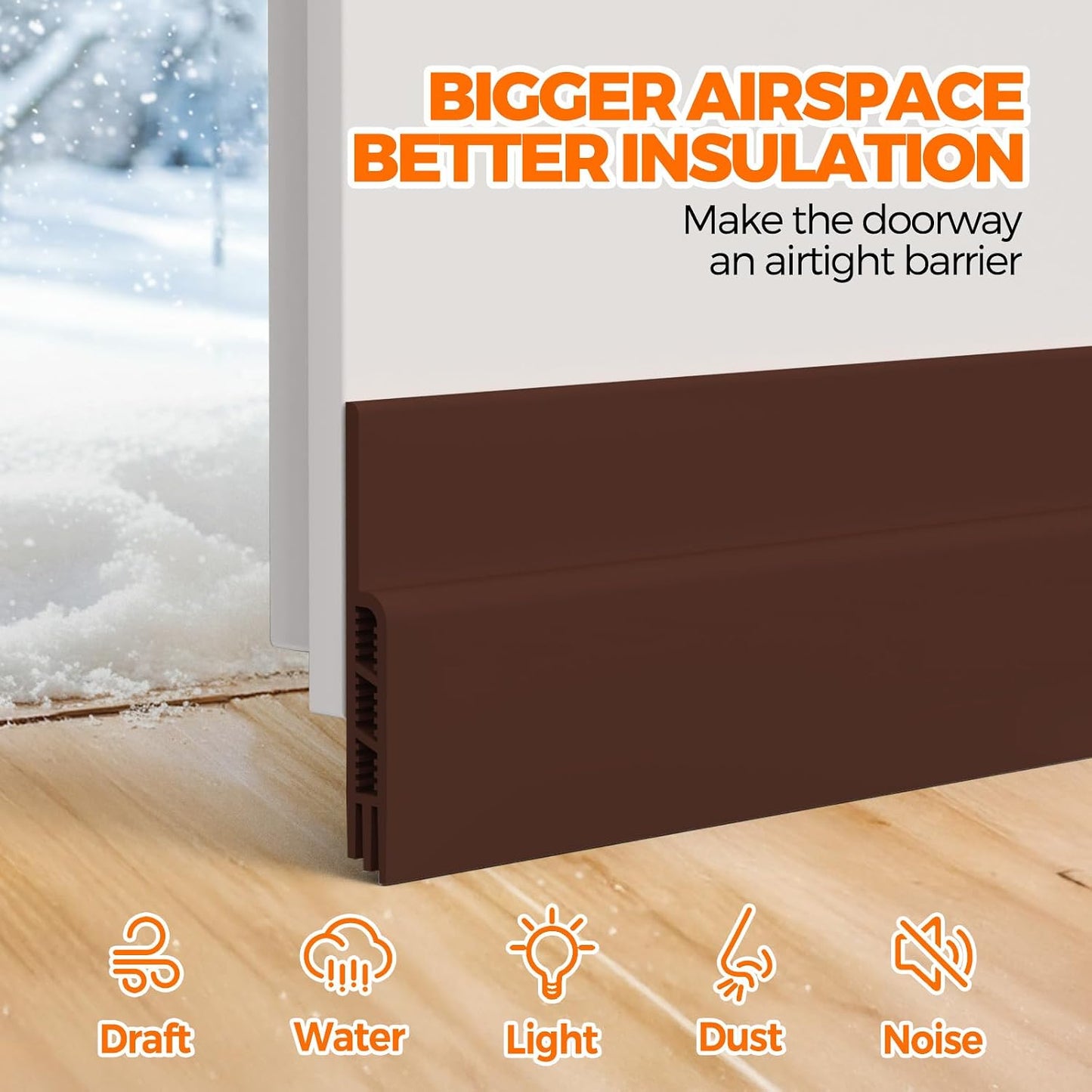 Holikme Door Draft Stopper Under Door Draft Blocker Insulator Doors Sweep Weather Stripping Noise Stopper Sheets, Rolls & Strips Strong Adhesive, White