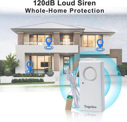 Water Leak Detector, 120dB Loud Siren, Powered by 9V Battery (not Include), Sensor Alarm for RV Kitchen Basement Water Heater, 5 Pack