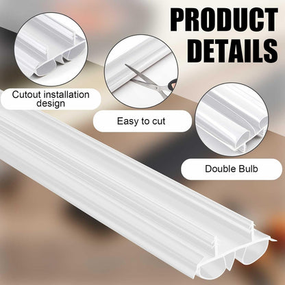Pushglossy 2 Pcs 48" Double Bubble Kerf Door Sweep 1-3/4" Wide Vinyl Weatherstrip Seal for Exterior Doors, Energy Efficient Draft Stopper, Easy Slide in Installation(White)